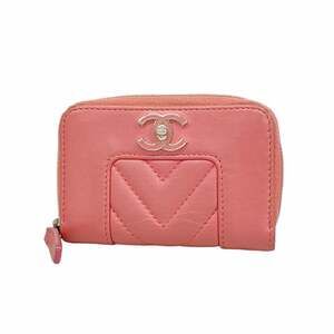 CHANEL Pink Lambskin Leather Wallet